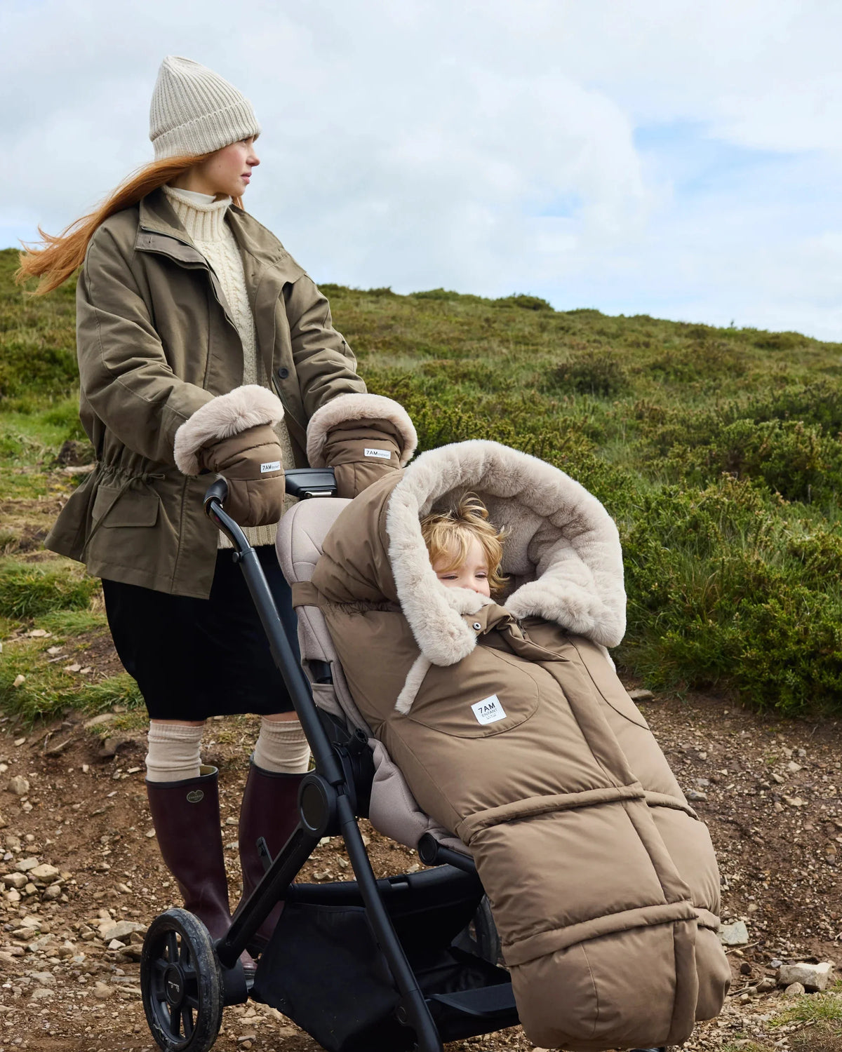 Moss Brown Greige Faux Fur//