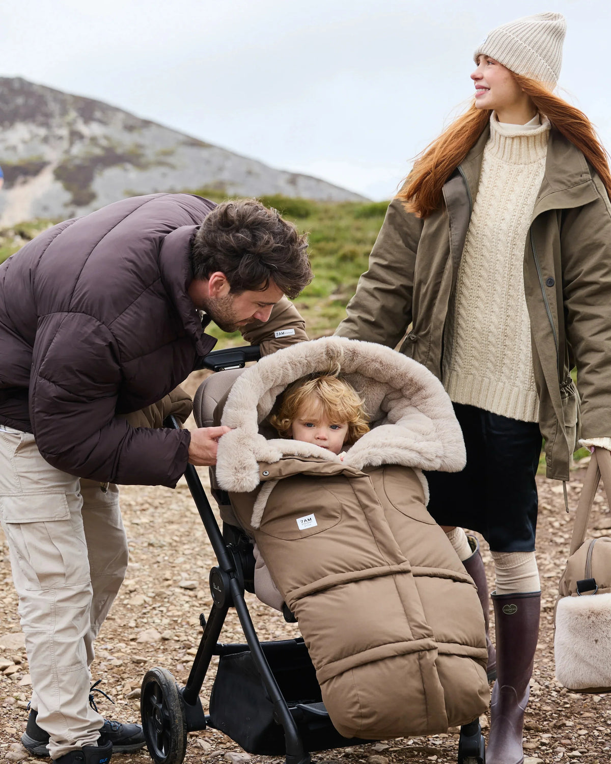 Moss Brown Greige Faux Fur//