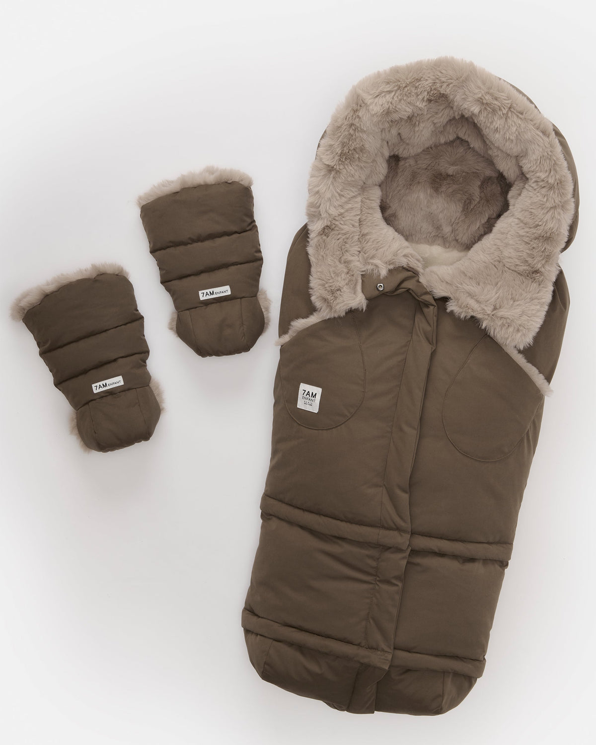 Moss Brown Greige Faux Fur//
