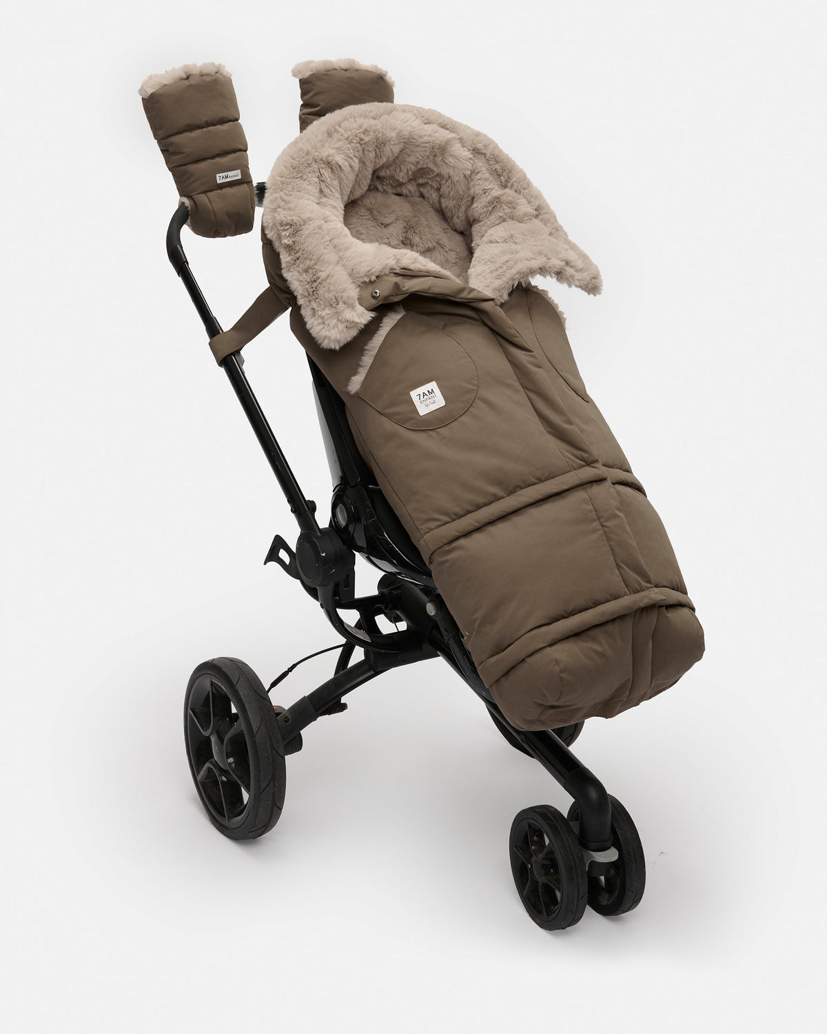 Moss Brown Greige Faux Fur//