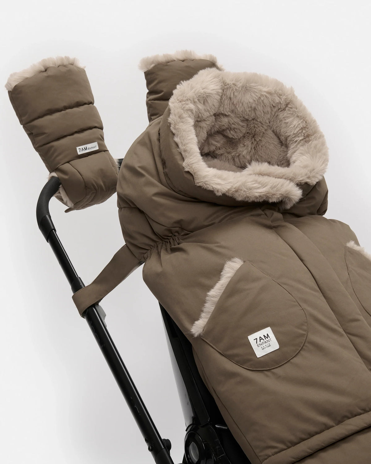Moss Brown Greige Faux Fur//