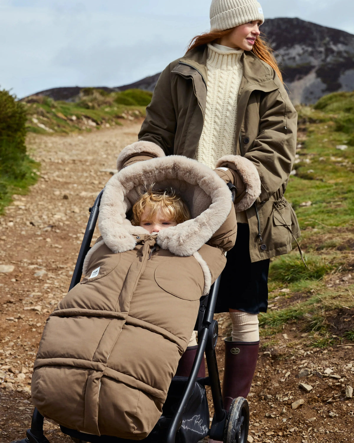 Moss Brown Greige Faux Fur//