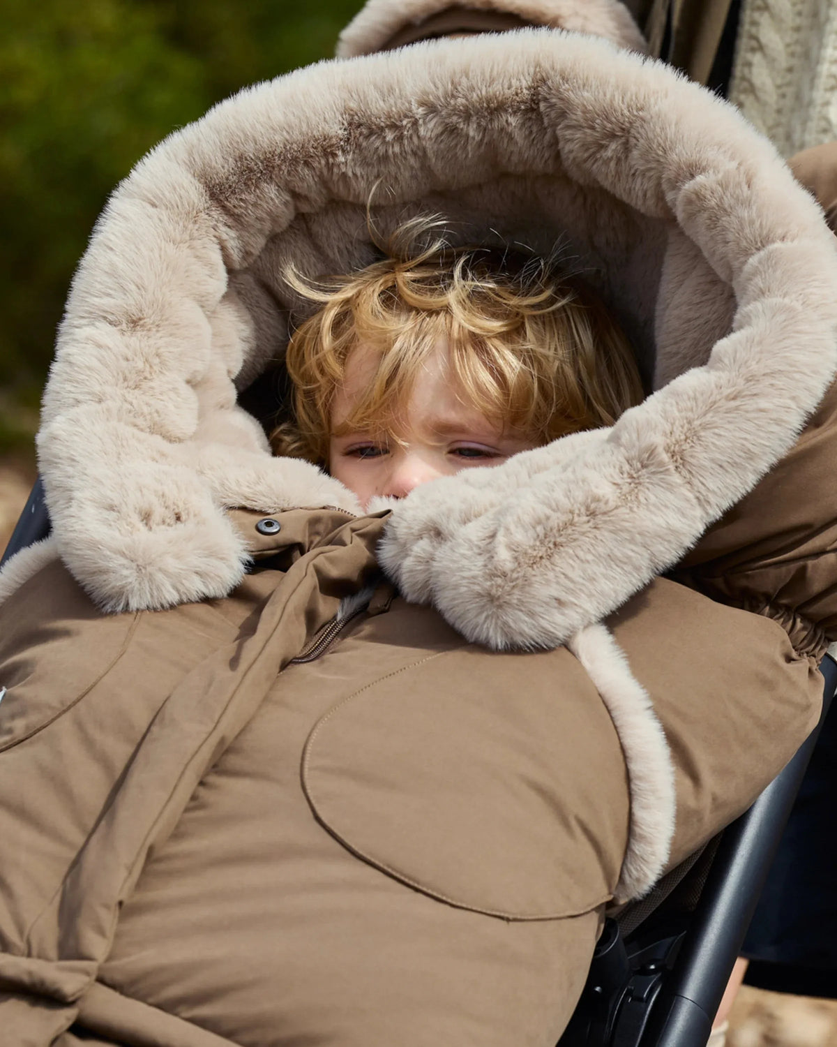Moss Brown Greige Faux Fur//
