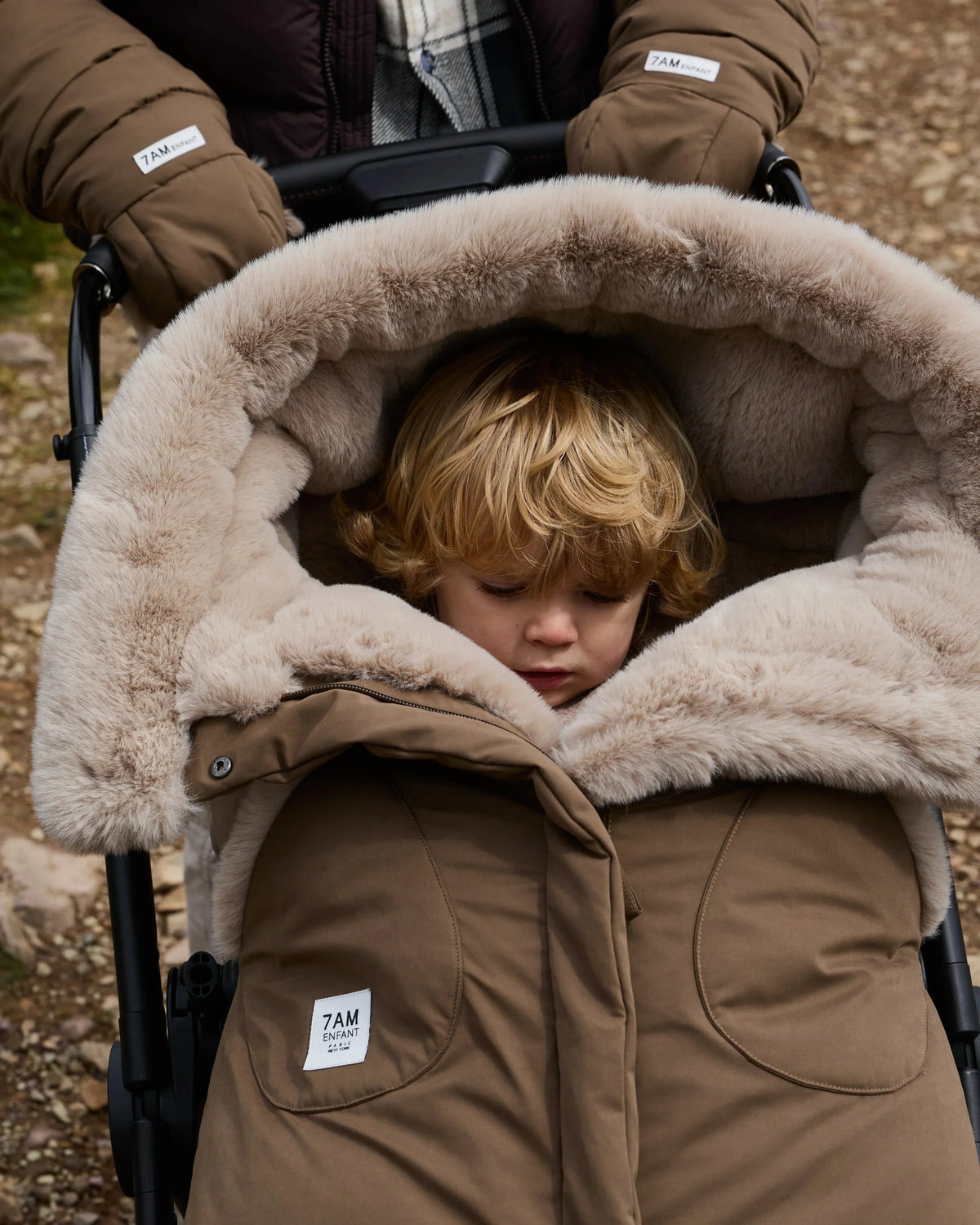 Moss Brown Greige Faux Fur//
