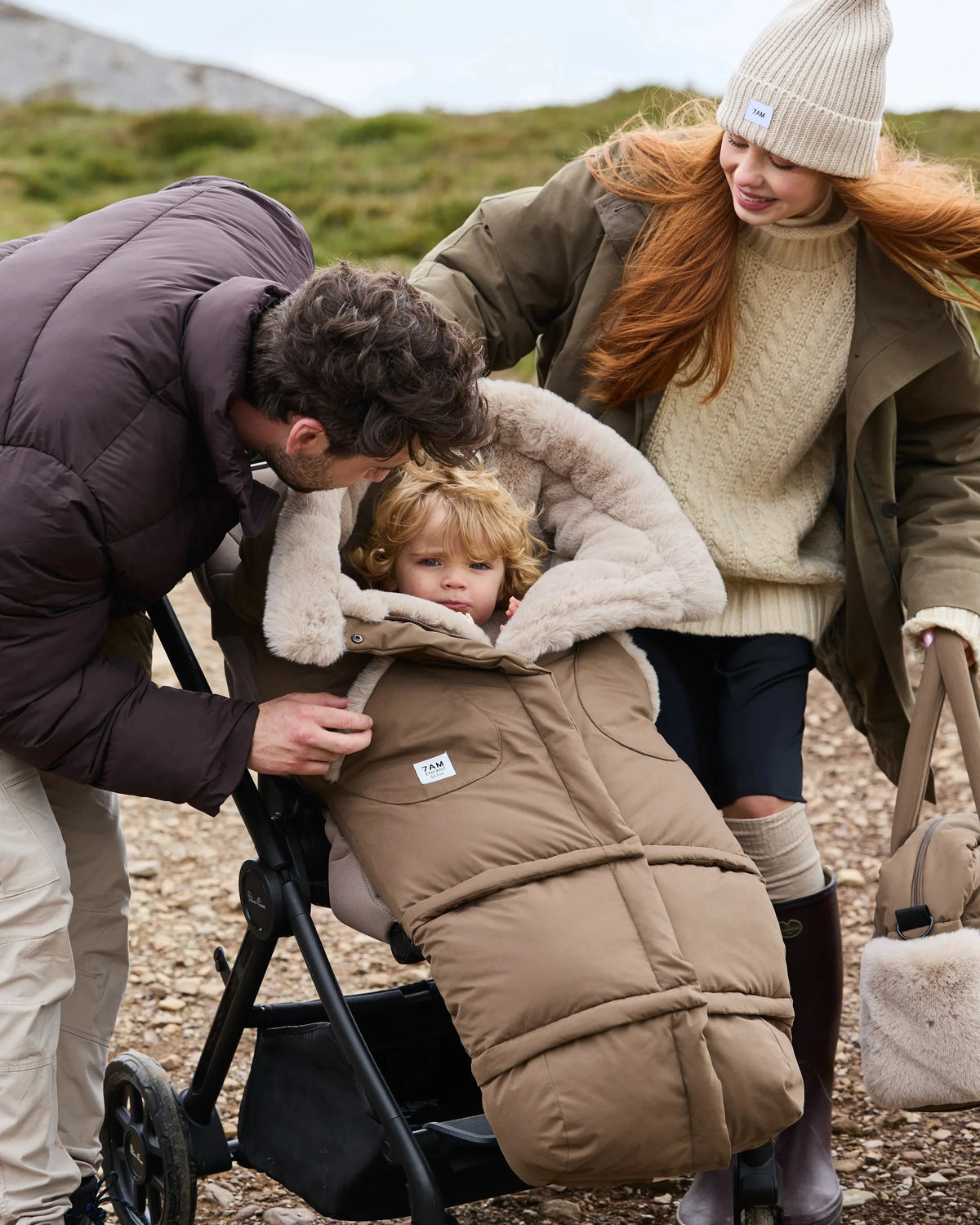 Moss Brown Greige Faux Fur//