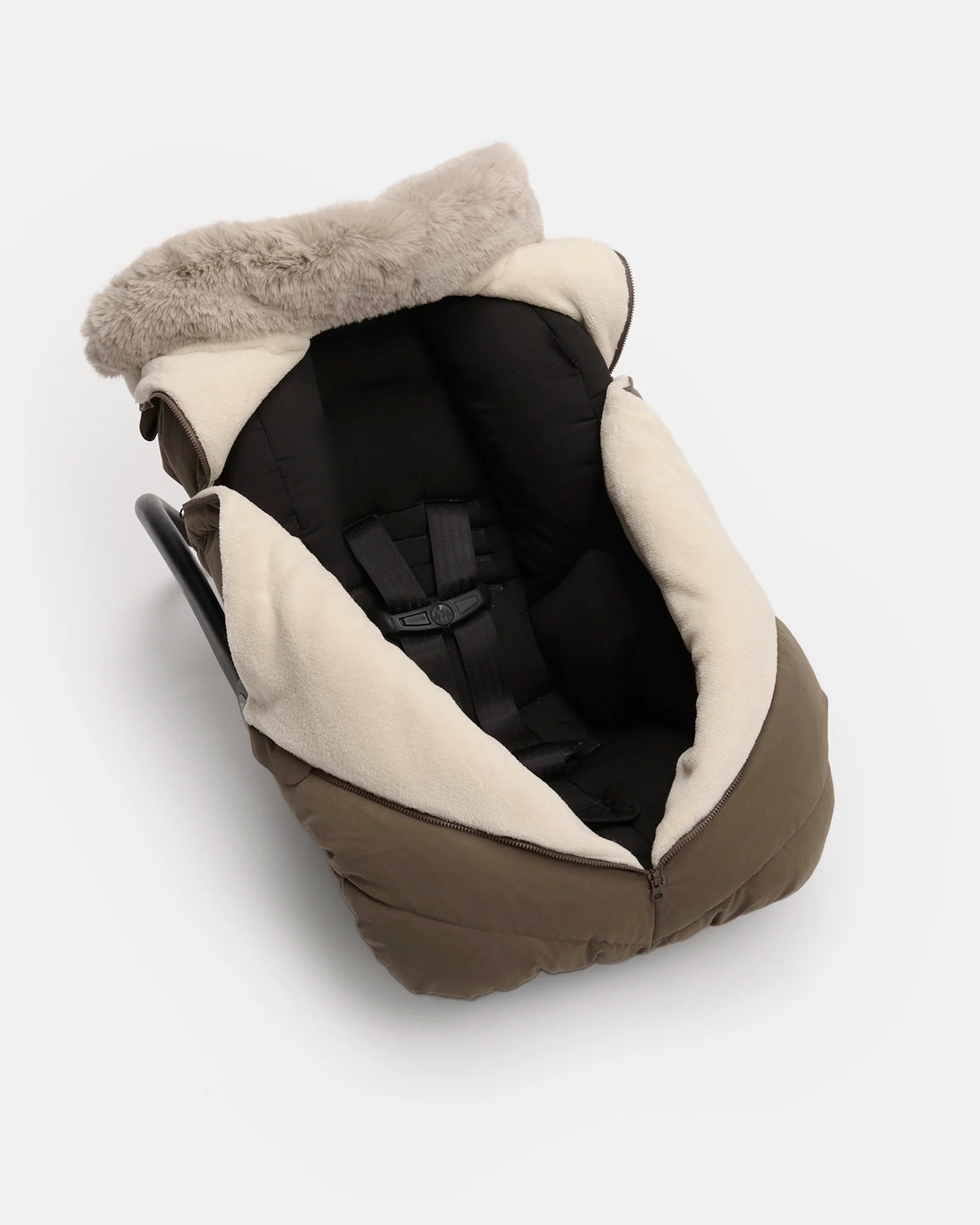 Moss Brown Greige Faux Fur//