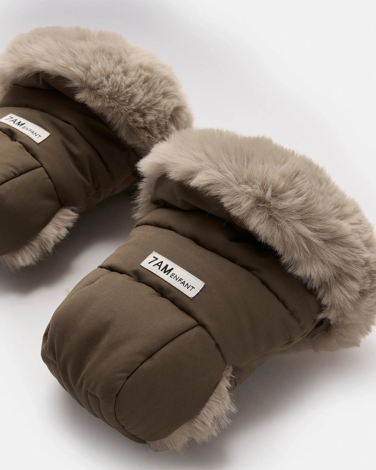 Moss Brown Greige Faux Fur//